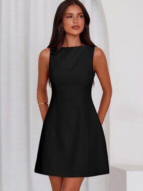 PRETTYGARDEN Women's Short Dress Black Medium NWT